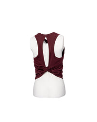Thumbnail for Twist Back Yoga Top (Red Wine)